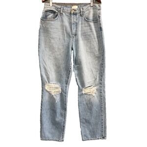 Favorite Daughter Jeans Womens 32 Blue Denim Distressed Straight Leg High Rise